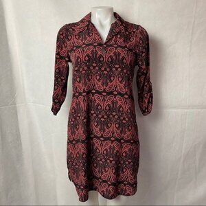 Teenplo Paisley  Black Pink Long Sleeve Mini Dress Size S